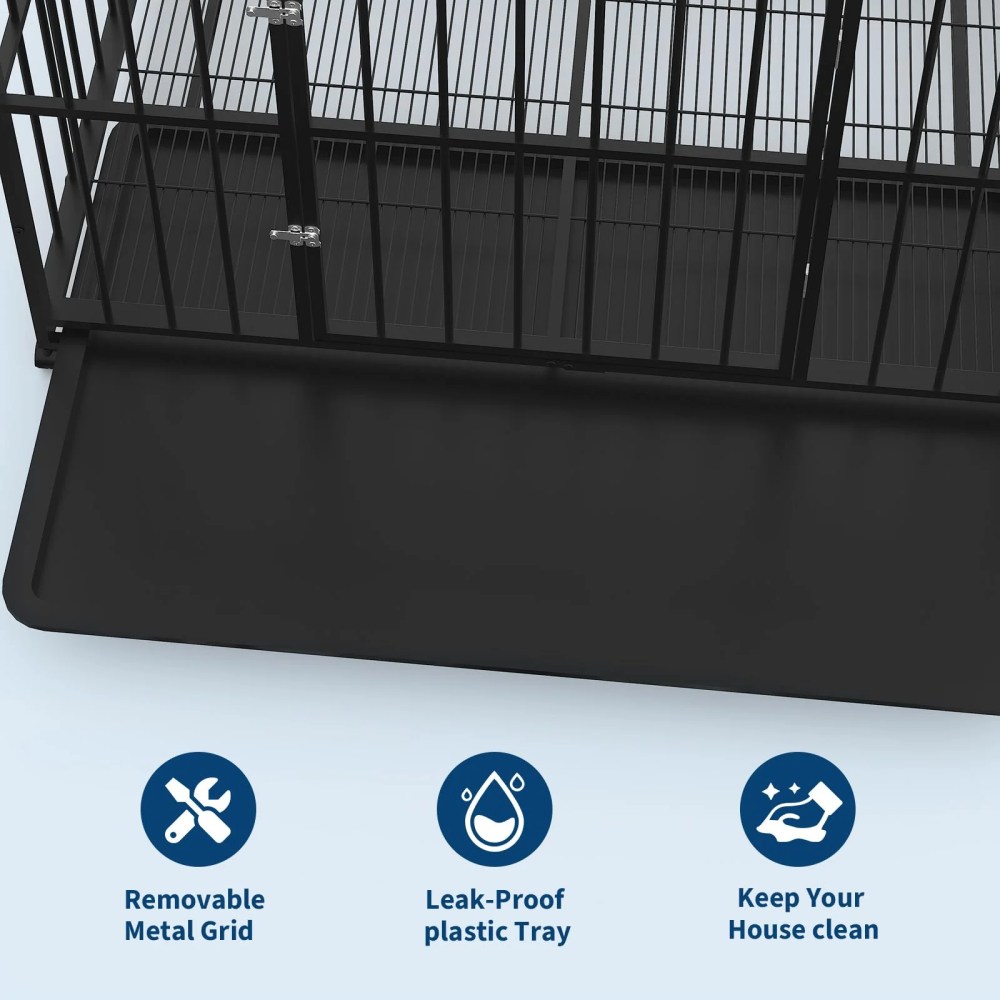 Heavy Duty Stainless Steel Dog Crate for Large & XL Breeds - Indestructible Escape-Proof Kennel with Locking Wheels - Collapsible, Chew-Resistant Indoor/Outdoor Cage with Easy-Clean Removable Tray - Image 3