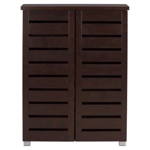 Adalwin Modern and 2-Door Dark Brown Wooden Entryway Shoes Storage Cabinet