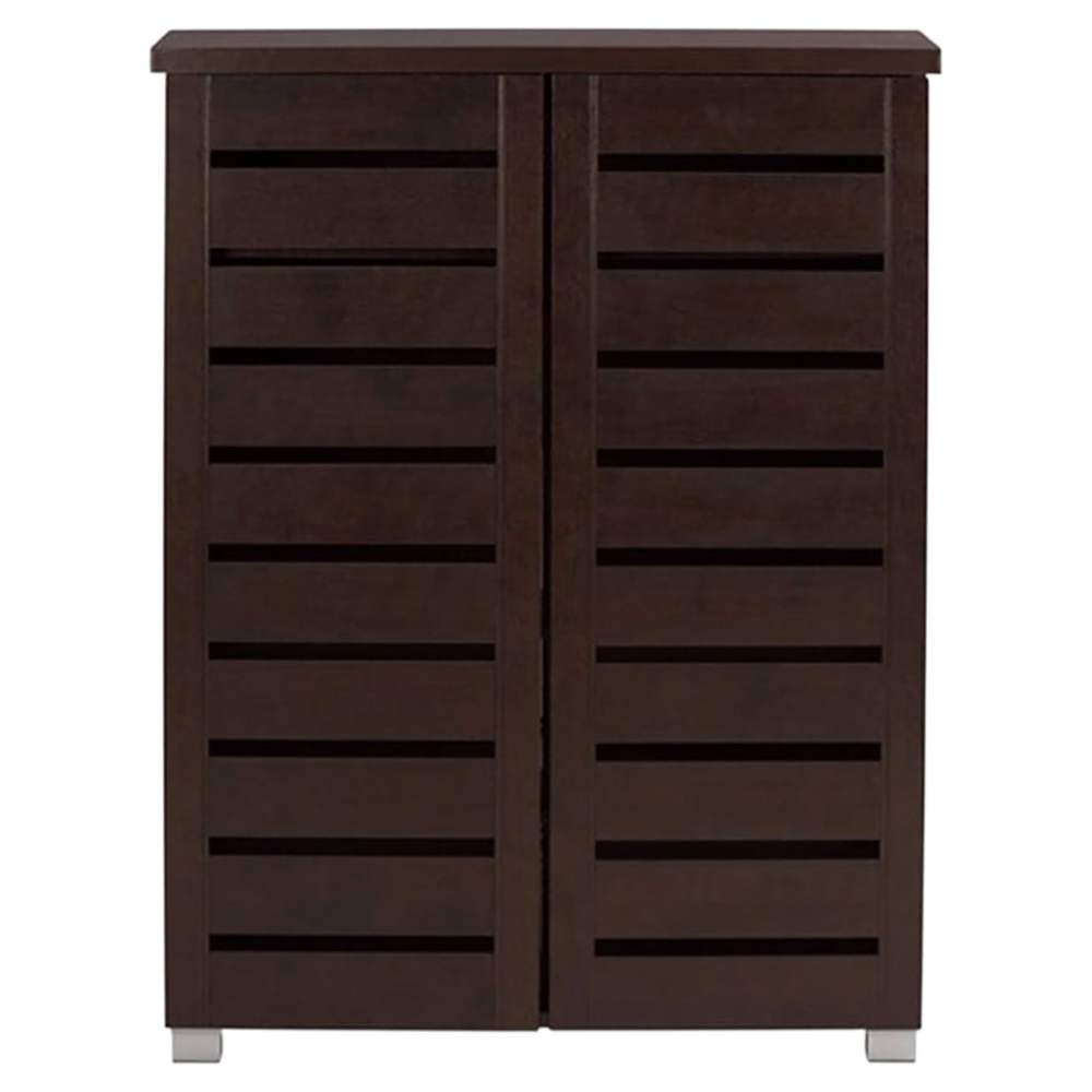 Adalwin Modern and 2-Door Dark Brown Wooden Entryway Shoes Storage Cabinet