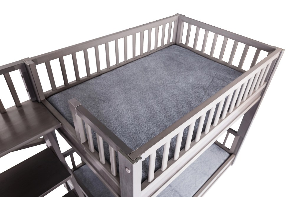 New Age Pet ECOFLEX Aspen Dog Bunk Bed in Grey, Two Memory Foam Cushions - Image 2
