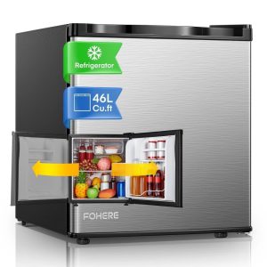 1.6 Cu.ft Fridge with Freezer,Small Fridge for Bedroom ,Stainless Steel