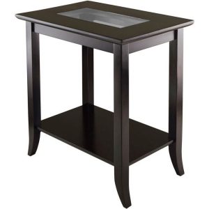 Winsome Genoa End Table with Glass Top,Espresso Finish