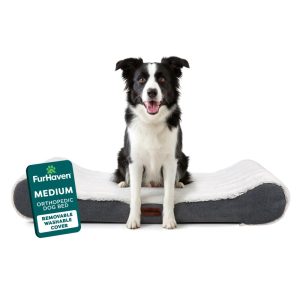 Furhaven Pet Products Luxe Lounger Large Orthopedic Contour Dog Bed,  Gray,  38 lb limit