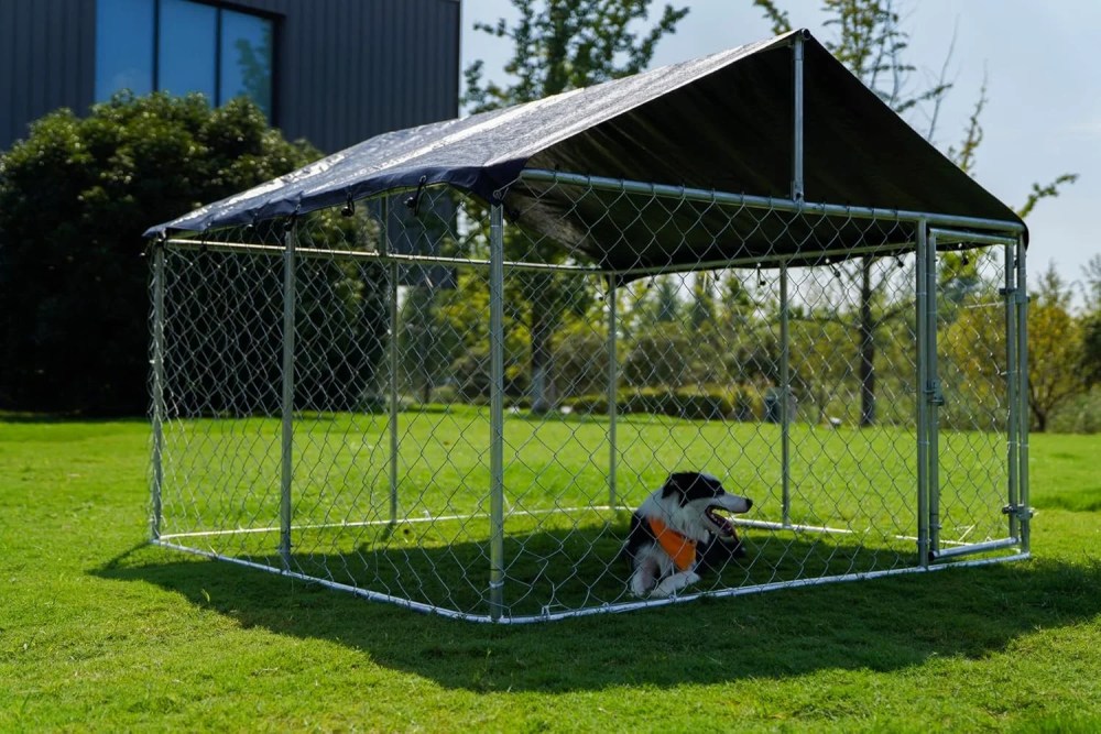 Jane Stone Outdoor Dog Playpen 79" x 79" x 65" Heavy Duty Dog Kennel House Mesh Dog Big Cage Pet Kennel Steel Fence with Secure Lock - Image 7
