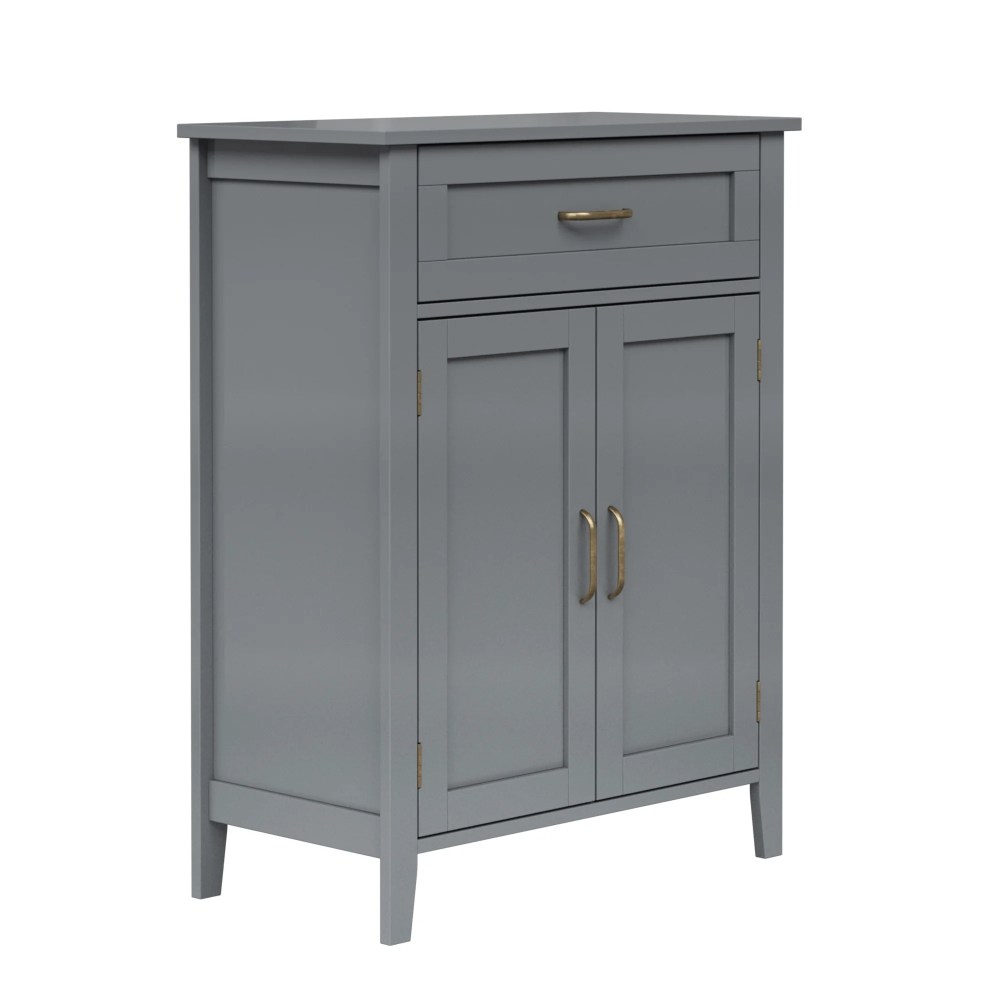 Teamson Home Mercer Freestanding Two-Door Floor Storage Accent Cabinet with Top Drawer, Gray - Image 4