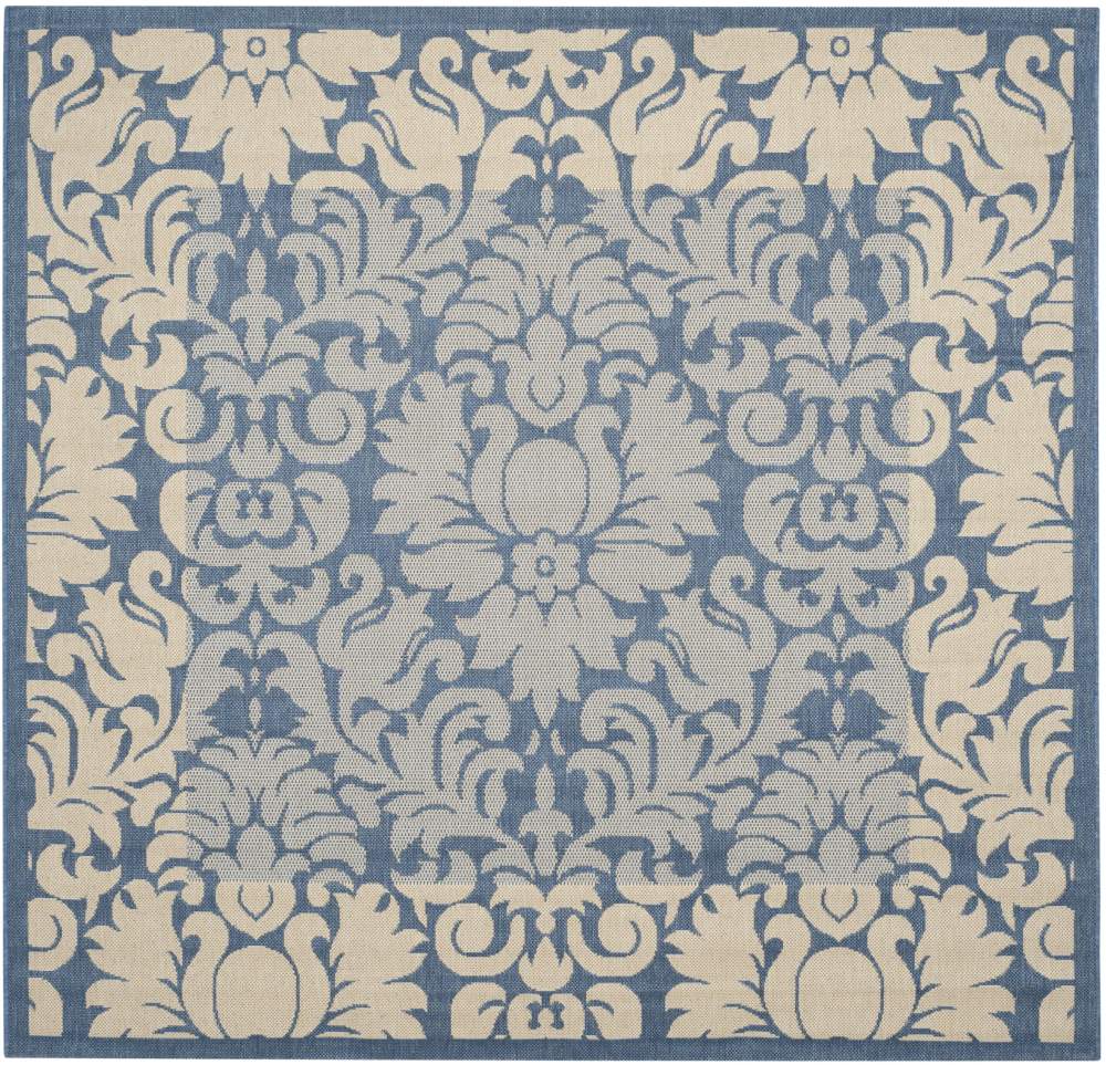 Safavieh Courtyard Dani Bordered Indoor/Outdoor Area Rug, Blue/Natural, 6'7" x 6'7" Square