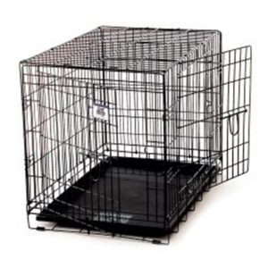 WCMED 30 x 21 x 24 in. Medium Black Double Door Wire Pet Crate