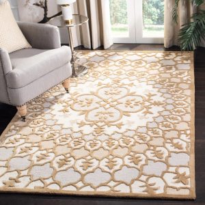 SAFAVIEH Bellagio Zoja Floral Wool Area Rug, Ivory/Dark Beige, 5" x 8"