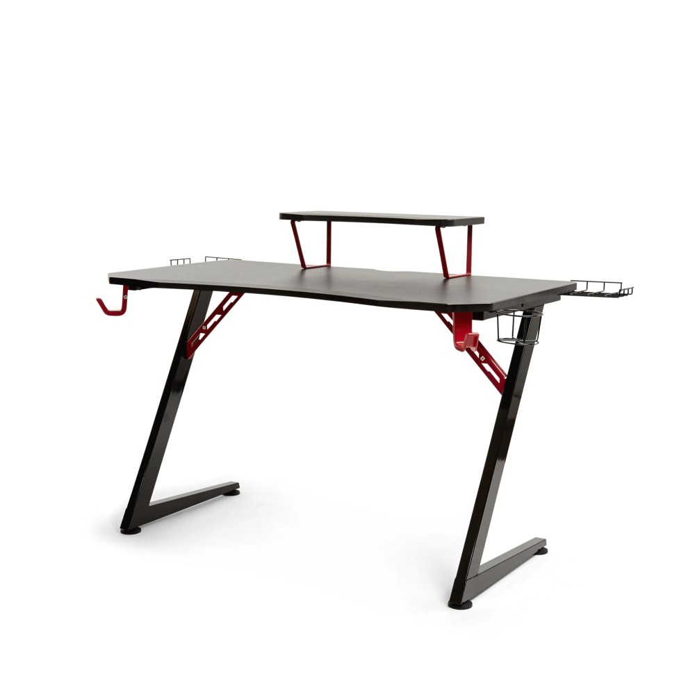 Seville Classics airLIFT Computer Writing Study Desk, Black and Red, 47" Carbon Fiber Z Frame - Image 13