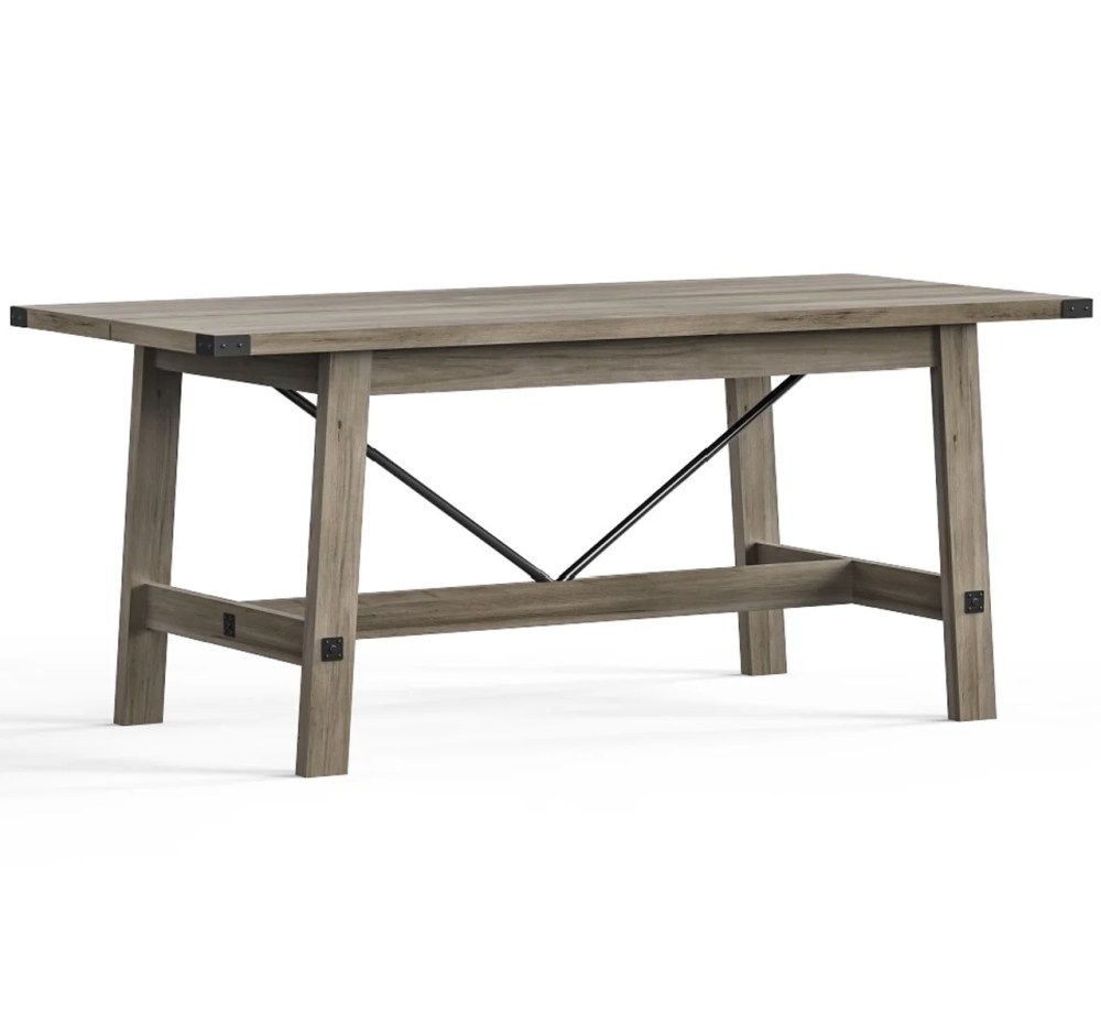 WAMPAT 6 Person Modern Dining Room Table, Rustic Grey Wood Kitchen Table - Image 3