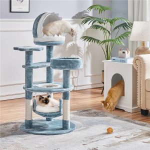 Alden Design 45.5" H Ocean-themed Cat Tree Multi-Level Cat Climbing Tree Cat Tower