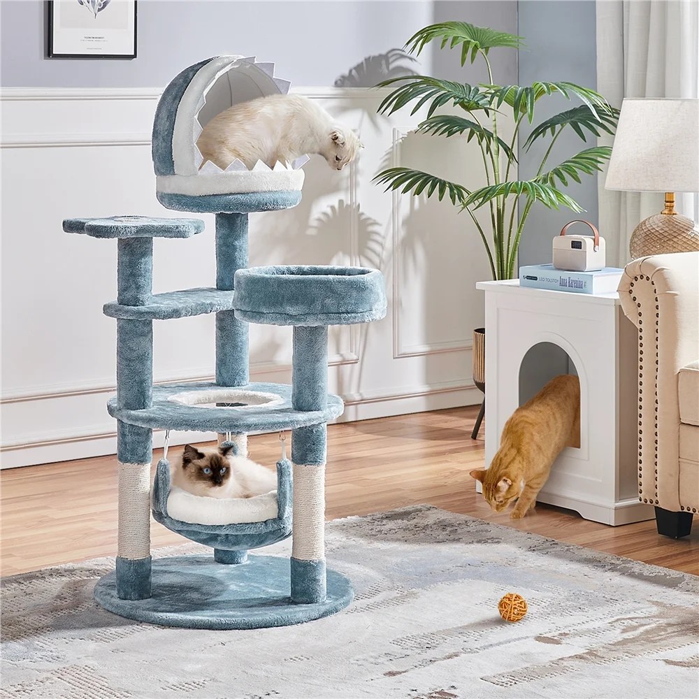 Alden Design 45.5" H Ocean-themed Cat Tree Multi-Level Cat Climbing Tree Cat Tower