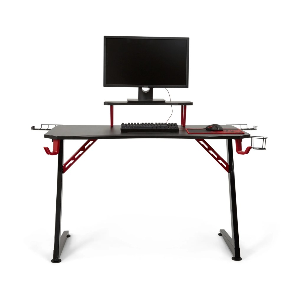 Seville Classics airLIFT Computer Writing Study Desk, Black and Red, 47" Carbon Fiber Z Frame - Image 8