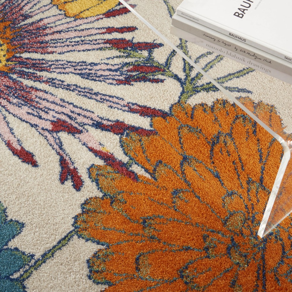 Nourison Allur Modern Floral Ivory Multicolor 5'3" x 7'3" Area Rug, (5" x 7") - Image 5