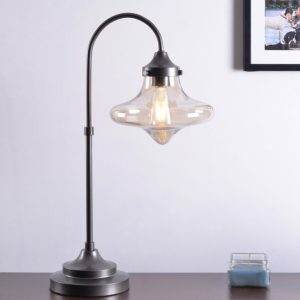 Kenroy Home Rain Drop 26.5" LED Table Lamp with Tan Glass Novelty Shade Transitional Table Light Fixture for Living Room, Bedroom, or Office, 2700K, Warm Bronze
