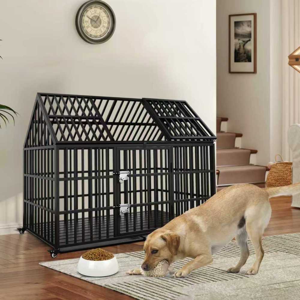 Heavy Duty Dog Crate for Large Dogs, 58 inches Extra Large Dog Kennel Indoor, Indestructible Dog Crate for High Anxiety Dogs, Double Door with Wheels - Image 5
