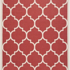 Safavieh Courtyard Alyssa Geometric Indoor/Outdoor Area Rug, Red/Bone, 6'7" x 9'6"