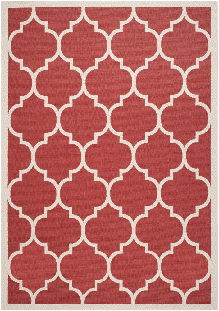 Safavieh Courtyard Alyssa Geometric Indoor/Outdoor Area Rug, Red/Bone, 6'7" x 9'6"