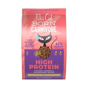 Tiki Cat Born Carnivore High Protein Dry Cat Food, Chicken, Herring & Salmon Meal, 11.1 lbs. Bag