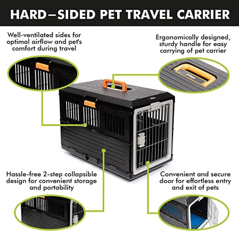 Mirapet USA Pet Carrier & Crate 22" - Premium Collapsible Design for Cats and Dogs - Portable Kennel for Small Pets - Indoor/Outdoor - 360-Degree Ventilation & Hard Plastic - Image 2