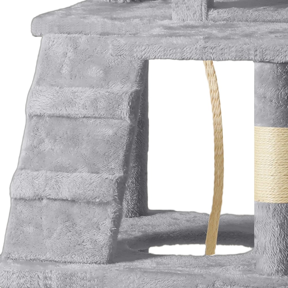 Uforic 64.5" Cat Tree Tower, Multi-Level Play Tower Condo with Scratching Posts&Perch Hammock for Indoor Cats, Light Gray - Image 3