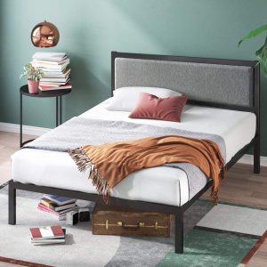 Zinus Korey 38" Metal Platform Bed with Upholstered Headboard,Queen