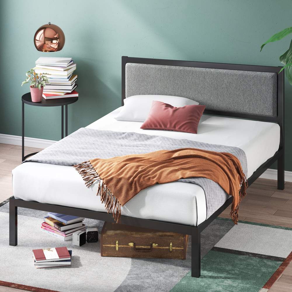 Zinus Korey 38" Metal Platform Bed with Upholstered Headboard,Queen