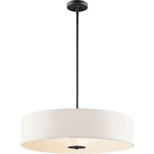 42122BK Kichler Lighting 3 light Convertible Pendant - with Transitional inspirations - 6 inches tall by 24 inches wide-Black Finish