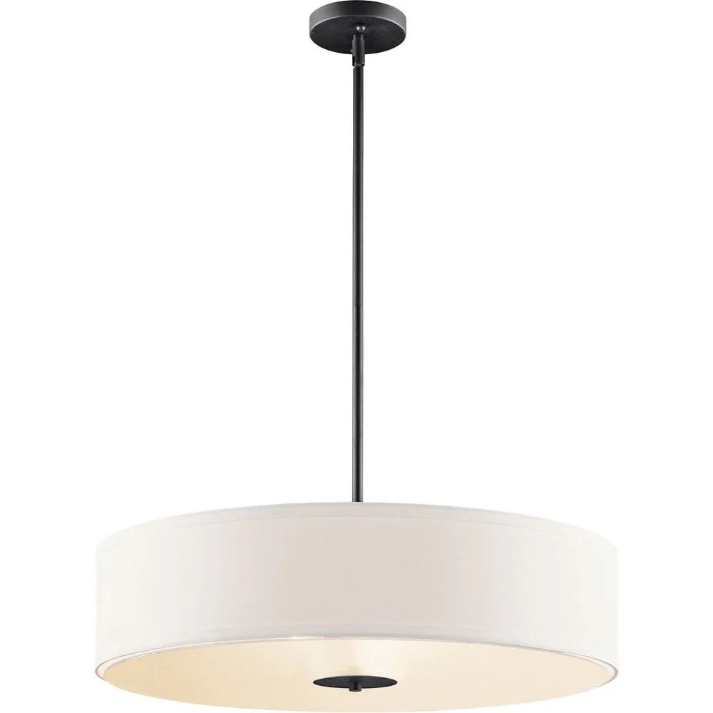 42122BK Kichler Lighting 3 light Convertible Pendant - with Transitional inspirations - 6 inches tall by 24 inches wide-Black Finish
