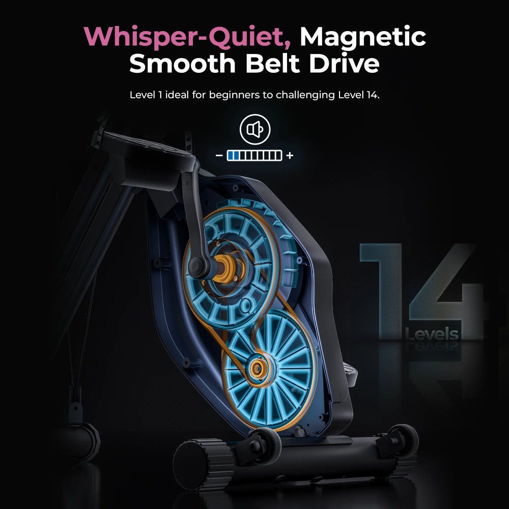 Sunny Health & Fitness Foldable Pink Magnetic Exercise Cycling Upright X-Bike Pro, 300LB Capacity w Smart Bluetooth & FREE SunnyFit App - P2320 - Image 5