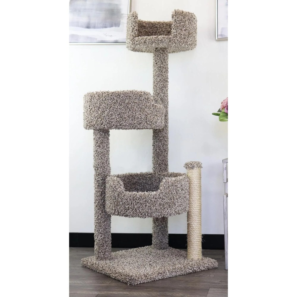 New Cat Condos Deluxe Cat Tree - 52" Cat Tower for Large Cats - Scratching Posts & Beds-Color:Speckled - Image 2