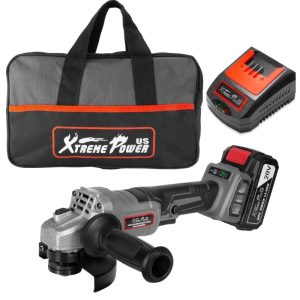 XtremepowerUS 20V 4-1/2" Cordless Angle Grinder,Brushless,With Battery,Charger & Carrying Bag