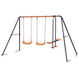 ZENY Swing Set Metal Backyard Playground with 2 Seats with 1 Seesaw Play Set 440lbs Capacity