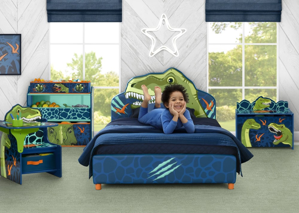 Delta Children Dinosaur Upholstered Twin Bed, Blue - Image 9
