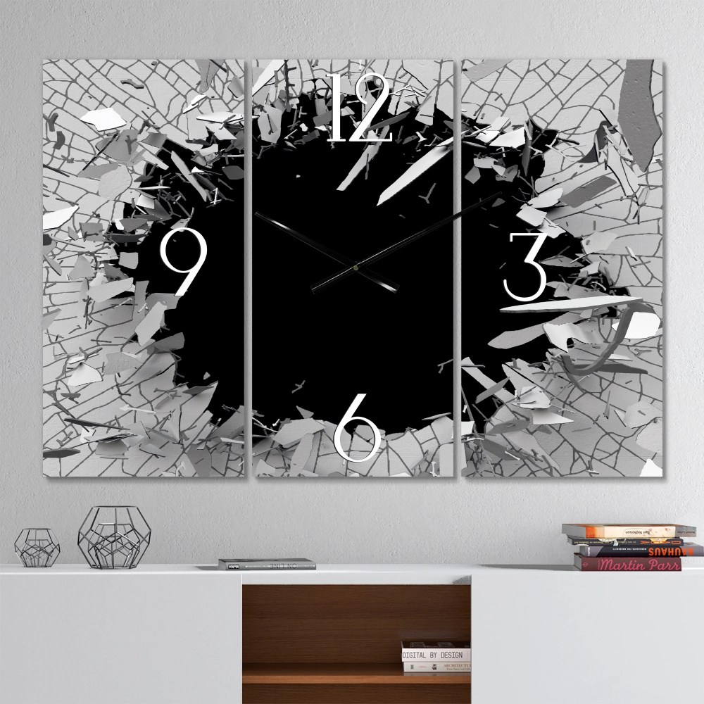 Designart 'Abstract Broken Wall 3D Design' Modern Wall Clock - Image 2