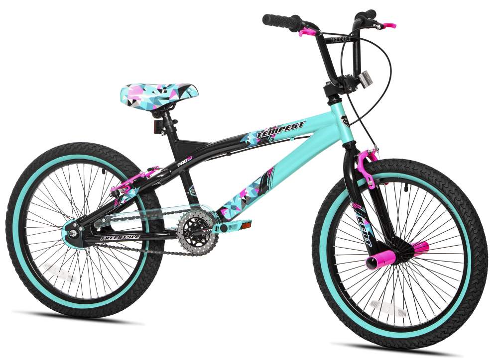 20" Kent Tempest BMX Bicycle, Fits Riders 4'2" - 5", Black/Aqua, Child, Unisex