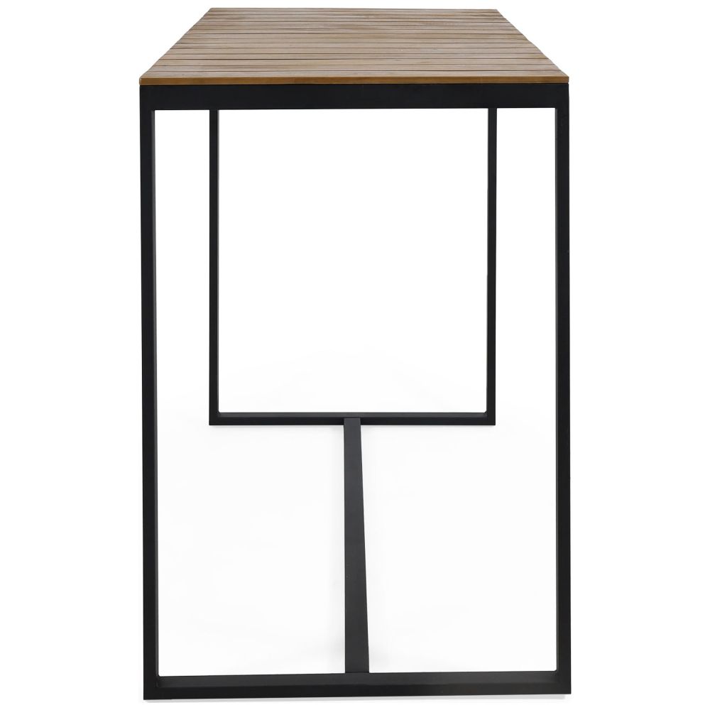 Noble House Elkhart Outdoor Modern Acacia Wood Bar Table Teak and Black - Image 6