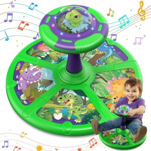 Carsky Dinosaur LED Sit and Spin Toys for Toddlers Age 1-3, Chrismas Birthday Gift for Boys Girls 1 2 3 4 Years Old