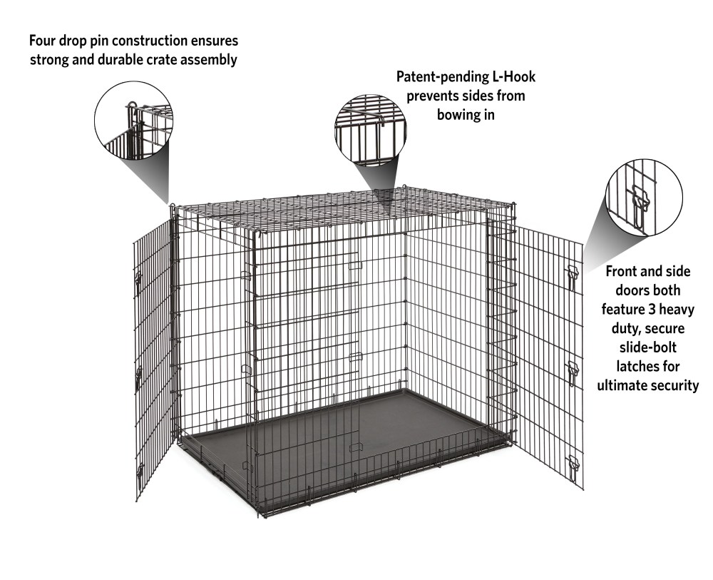 Solutions by MidWest Homes for Pets 54-Inch Drop Pin Crate for Giant Breeds Over 100 lbs, Double Door Dog Crate with Leak-Proof Tray & Secure Latches, Durable Drop Pin Construction - Image 6