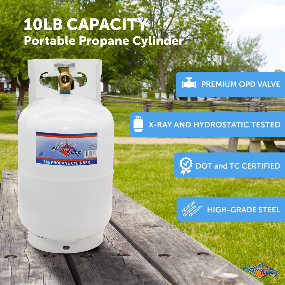Flame King 10LB Empty Steel Propane Tank LP Cylinder w/ Type1 OPD Valve, for Grills & BBQs - Image 4