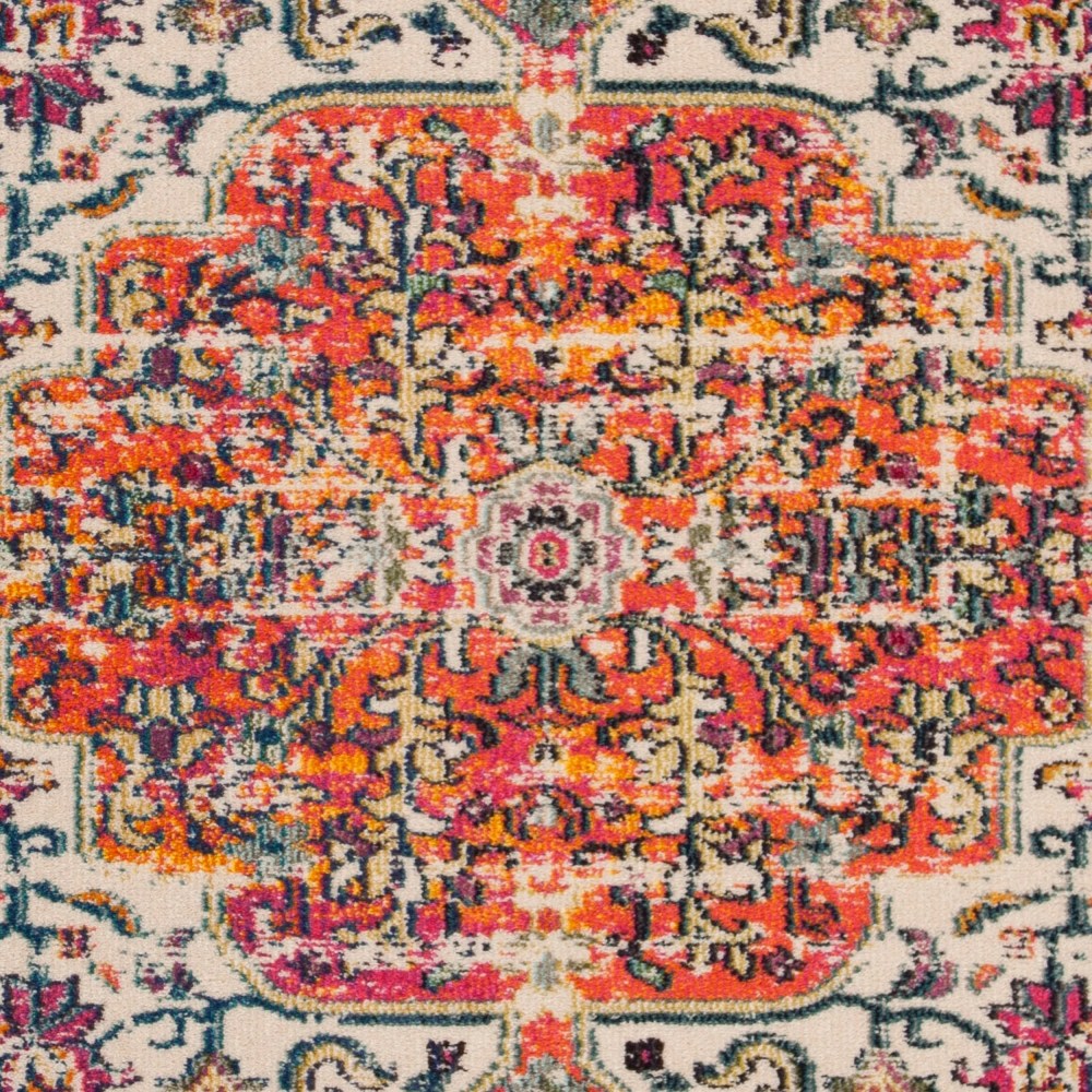 SAFAVIEH Madison Joandra Vintage Floral Area Rug, Ivory/Orange, 5'3" x 7'6" - Image 3