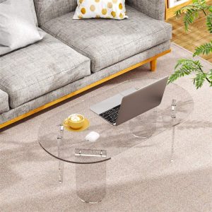 Wisfor Premium Clear Acrylic Coffee Table Sofa End Side Table Living Room Storage Decorative,Transparent,37.40x19.69x13.78 inch
