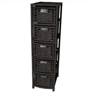Oriental Furniture Natural Fiber Occasional Chest, 5 Drawer