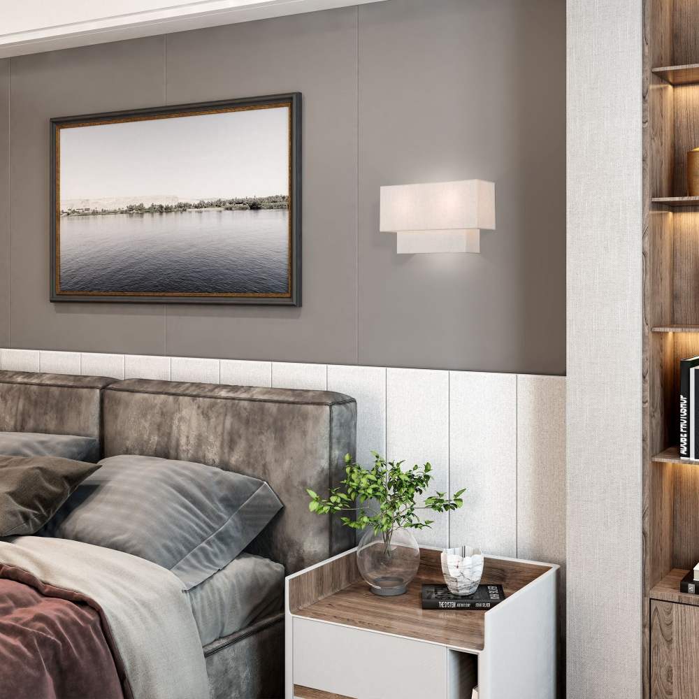 Livex Lighting 2-Light Metal & Fabric ADA Wall Sconce in English Bronze/Oatmeal - Image 12