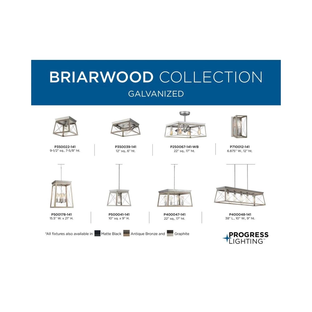 Briarwood Collection Five-Light Galvanized and Bleached Oak Farmhouse Style Linear Island Chandelier Light - Image 9