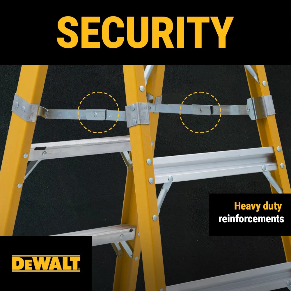 DeWalt 8-Foot Fiberglass Step Ladder, 500-Pound Load Capacity, Type IAA, DXL3810-08 - Image 4