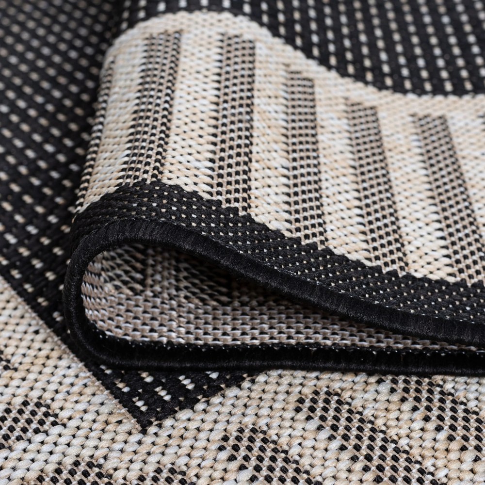 58 Water Resistant, Indoor Outdoor Rugs for Patios, Front Door Entry, Entryway, Deck, Porch, Balcony Outside Area Rug for Patio Black, Striped Border Size: 5'3" x 7'3" - Image 6