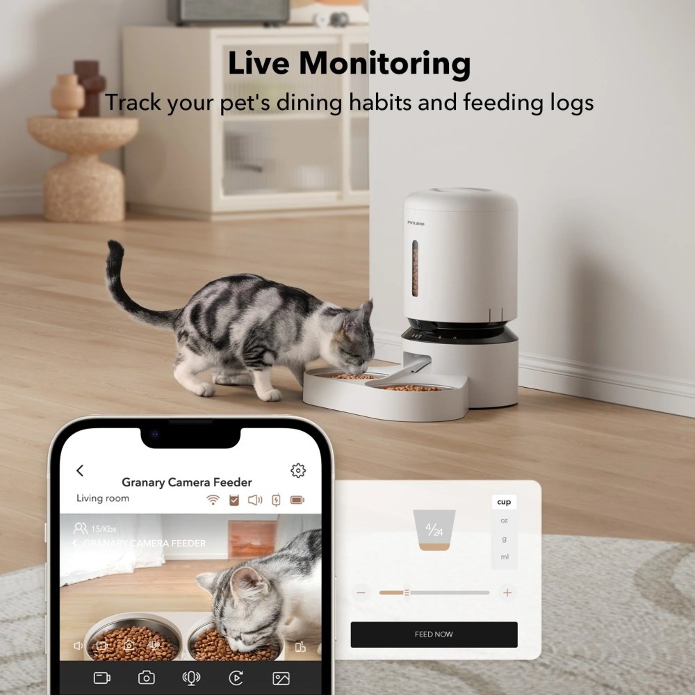 Petlibro Automatic Cat Feeder with Camera for2 Cats, 5G WiFi Pet Food Dispenser with APP Control, 2-Way Audio for Cat & Dog, Low Food & Motion & Sound Alertsm, 1080P HD Video with Night Vision - Image 9