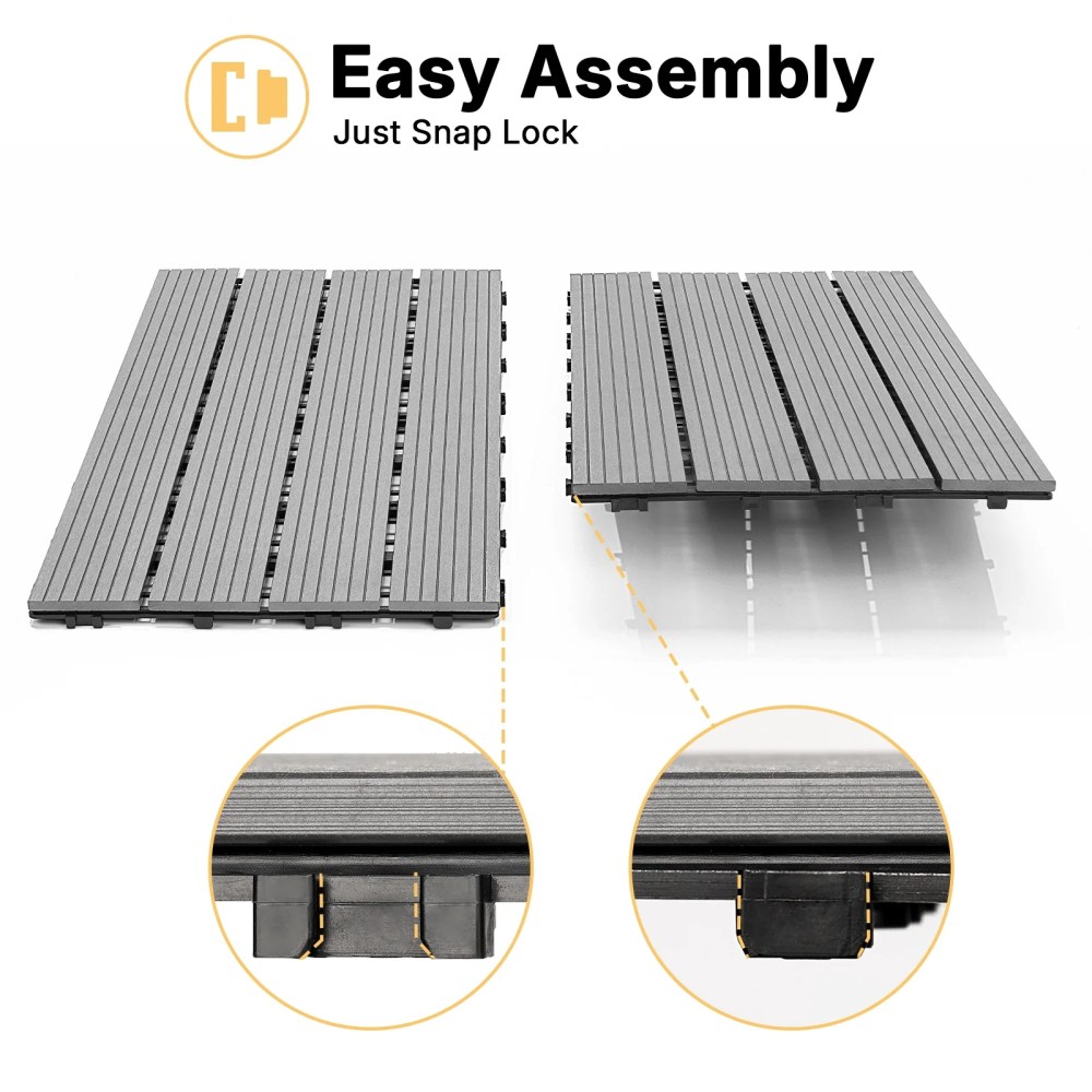 Veehoo Outdoor Flooring Decking for Dog Kennels, 4" x 2" Waterproof Dog Training Platform, Portable Deck for RV, Pet Enclosures, Grey (24 x 12 inches, 4PCS) - Image 3