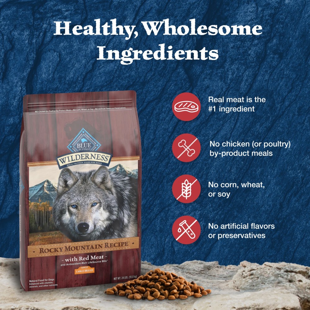 Blue Buffalo Wilderness Adult Large Breed Dry Dog Food, Red Meat & Whole Grains, 24-lbs. - Image 10